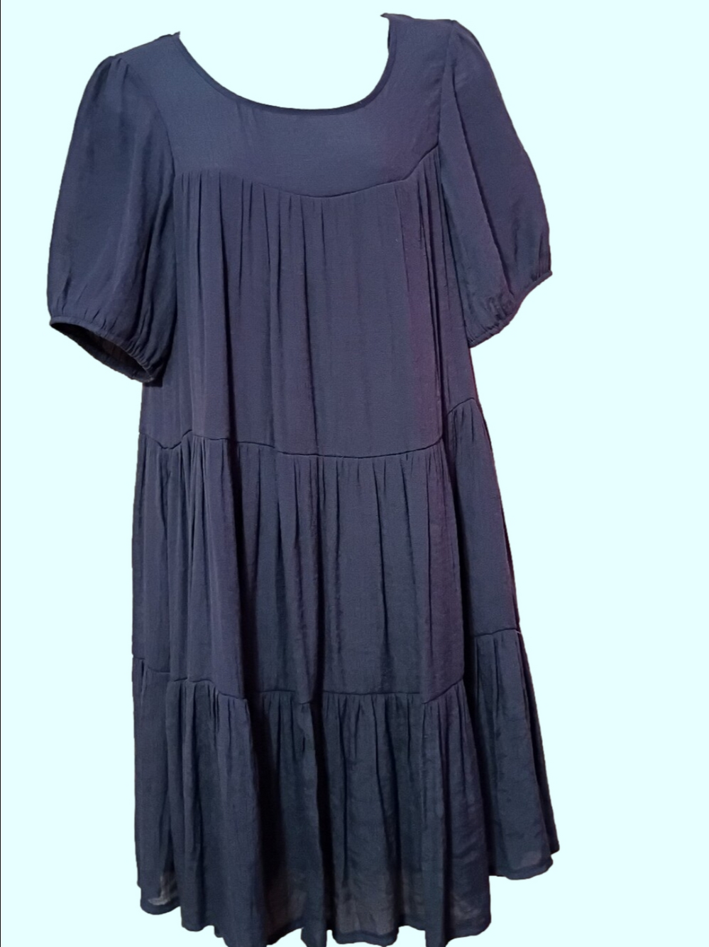 Apricot Clothing Blue Tiered Smock Dress small